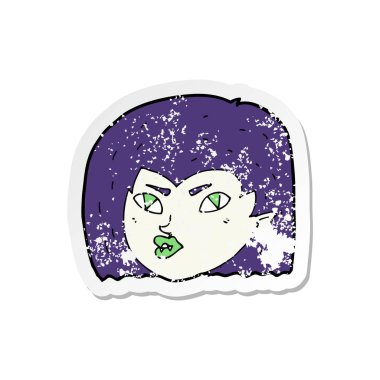 bir çizgi film vampir yüz Retro sıkıntılı etiket