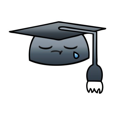 Mezuniyet şapka degrade gölgeli çizgi film