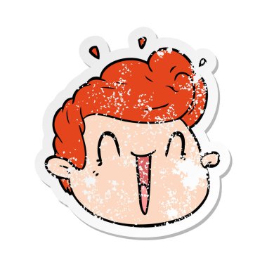 bir çizgi film erkek yüz sürpriz sıkıntılı etiket