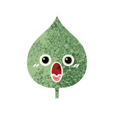 Retro illüstrasyon stil çizgi film ekspresiyon yaprak