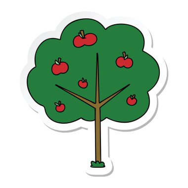 ilginç bir el etiket karikatür ağaç çizilmiş