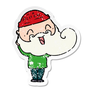 mutlu bir sakallı adamın sıkıntılı etiket