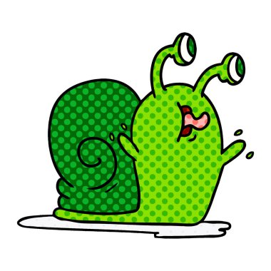bir yapışkan snail serbest çizilmiş karikatür