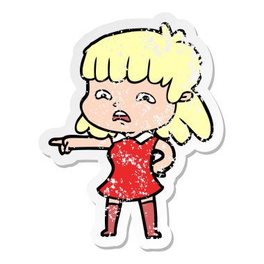 çizgi film endişeli bir kadın sıkıntılı etiket