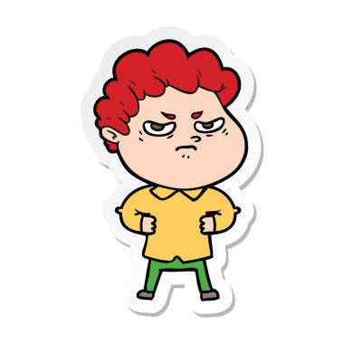 bir çizgi film kızgın adam etiketi