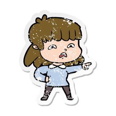 çizgi film endişeli bir kadın sıkıntılı etiket