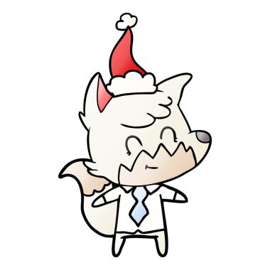 Noel Baba şapkası giyen bir dostu Fox degrade çizgi film