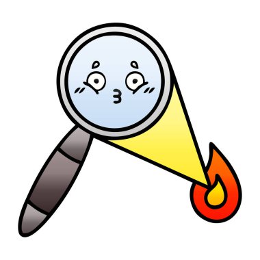 Degrade gölgeli karikatür bir büyüteç