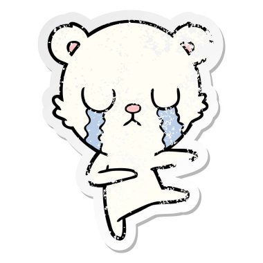 ağlayan bir kutup ayısı karikatür sıkıntılı etiket