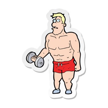 etiket bir çizgi film adamın ağırlık kaldırma