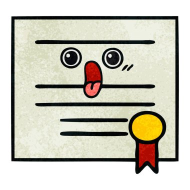 Retro grunge doku karikatür Mezuniyet Diploması