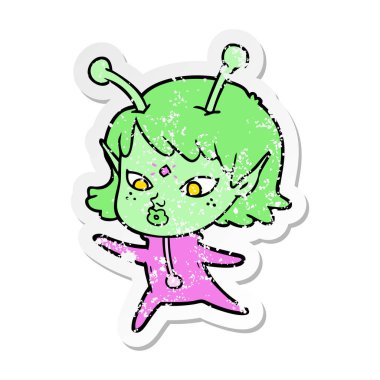 bir güzel çizgi film uzaylı kızın sıkıntılı etiket