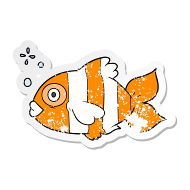 bir çizgi film egzotik balık sıkıntılı etiket