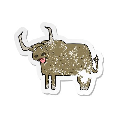 bir çizgi film kıllı inek Retro sıkıntılı etiket