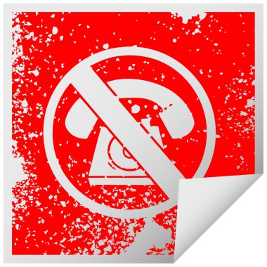 sıkıntılı kare bir telefon yok sembolü etiket soyma işareti izin