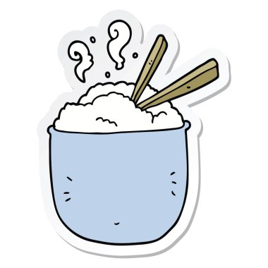 bir çizgi film kase pirinç etiket