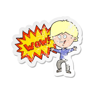 adam bir karikatür Retro sıkıntılı etiket hayran