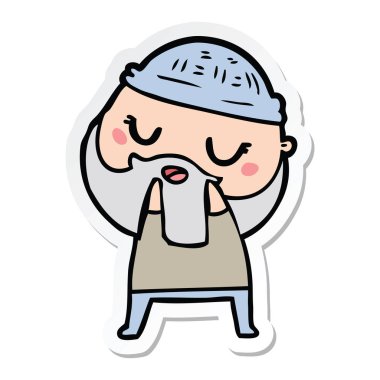 Sakallı sevimli çizgi adam etiketi