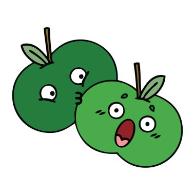 sevimli çizgi bir elma