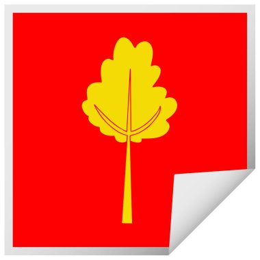 ilginç kare peeling etiket karikatür ağaç