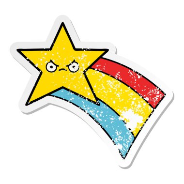 Gökkuşağı yıldız çekim bir sevimli çizgi sıkıntılı etiket