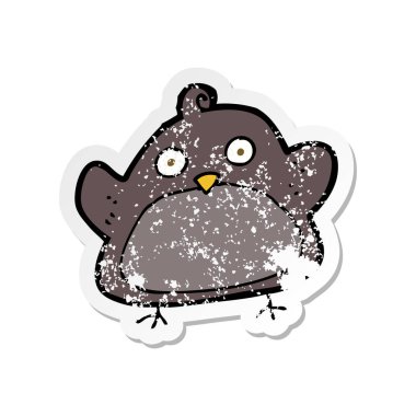 bir karikatür kuş Retro sıkıntılı etiket