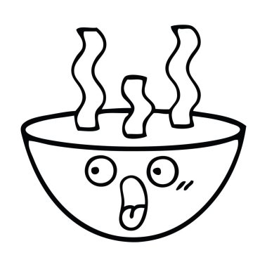 Çizim karikatür tas sıcak çorba