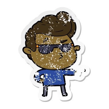 bir çizgi film serin adam sıkıntılı etiket