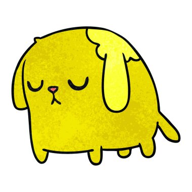 şirin üzgün kawaii köpek serbest el çekilmiş dokulu çizgi film