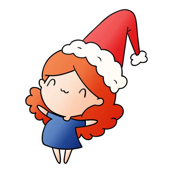Karácsonyi színátmenet rajzfilm kawaii lány — Stock Vector