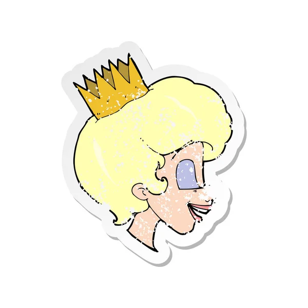 Retro Distressed Sticker Cartoon Princess — Stock Vector