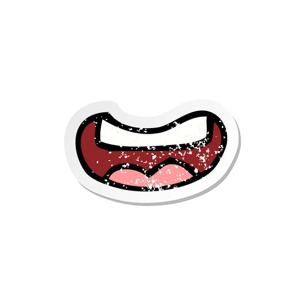 Retro Distressed Sticker Cartoon Mouth — Stock Vector