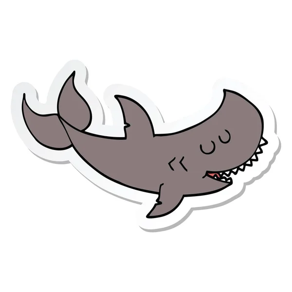 Klistermärke på en tecknad haj — Stock vektor