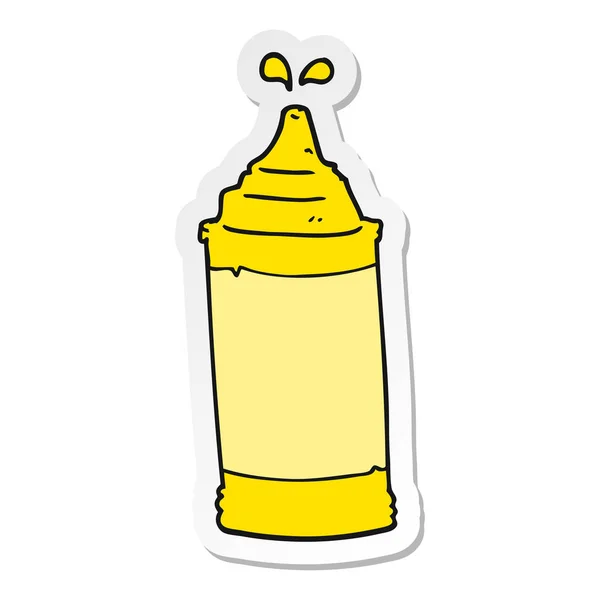 Sticker van een cartoon mosterd-fles — Stockvector