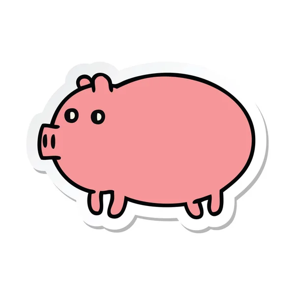 一个可爱的卡通肥猪贴纸 — 图库矢量图片