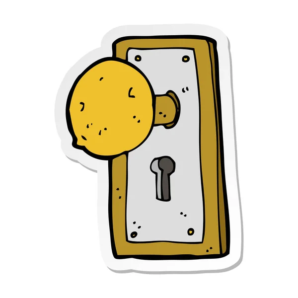 Autocolant de un desen animat buton vechi ușă — Vector de stoc