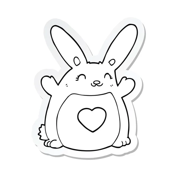 Sticker Cartoon Rabbit Love Heart — Stock Vector