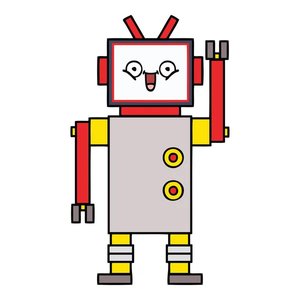 Cute Cartoon Happy Robot — Stock Vector