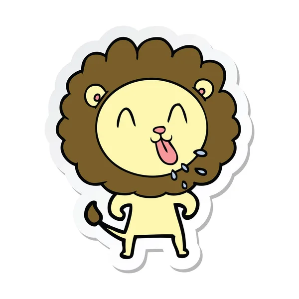 Sticker of a happy cartoon lion — Stock Vector