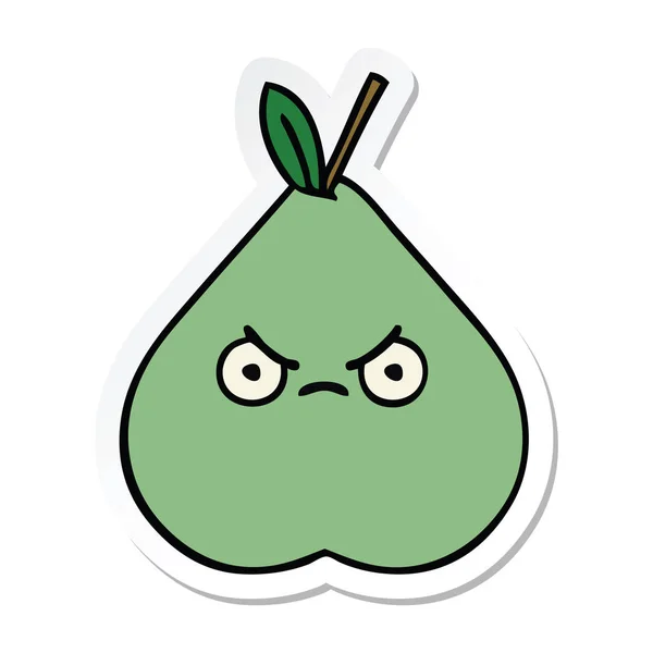 Sticker voor een leuke cartoon groene pear — Stockvector