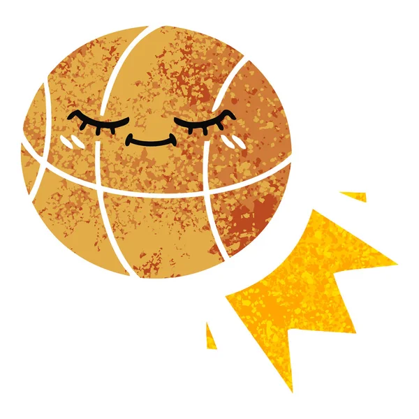 バスケット ボールのレトロなイラストのスタイルの漫画 — ストックベクタ
