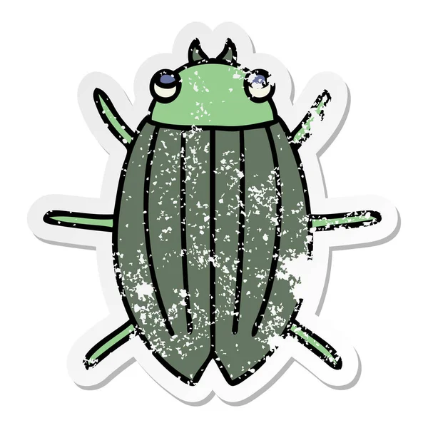 Aufkleber eines skurrilen handgezeichneten Cartoon-Käfers — Stockvektor