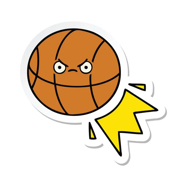 Aufkleber eines niedlichen Cartoon-Basketballs — Stockvektor