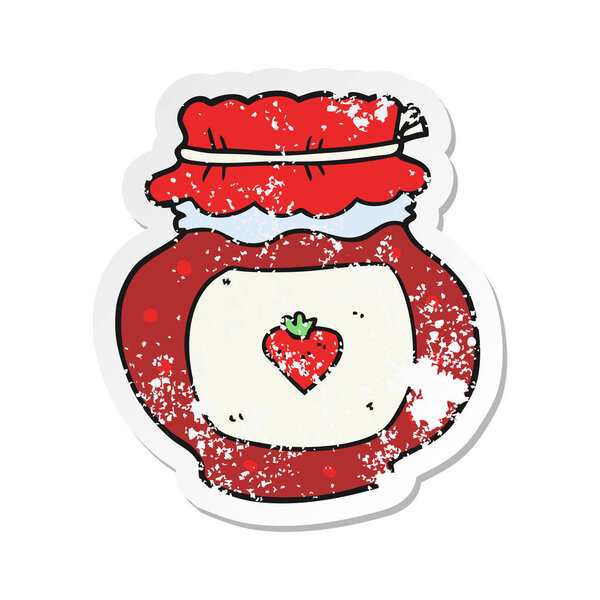 retro distressed sticker of a cartoon jam jar