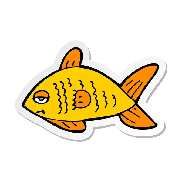 Pegatina de un pez divertido de dibujos animados — Vector de stock