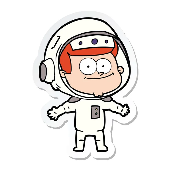 Pegatina de un dibujo animado astronauta feliz — Vector de stock