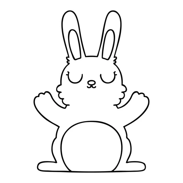 Linea Disegno Eccentrico Cartone Animato Coniglio — Vettoriale Stock