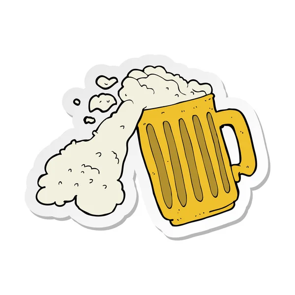 Sticker Cartoon Mug Beer — Stock Vector