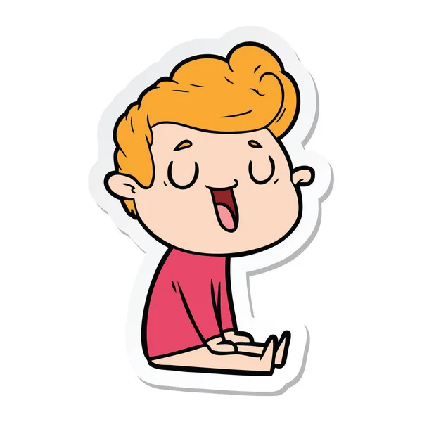 Sticker Van Een Happy Cartoon Man — Stockvector