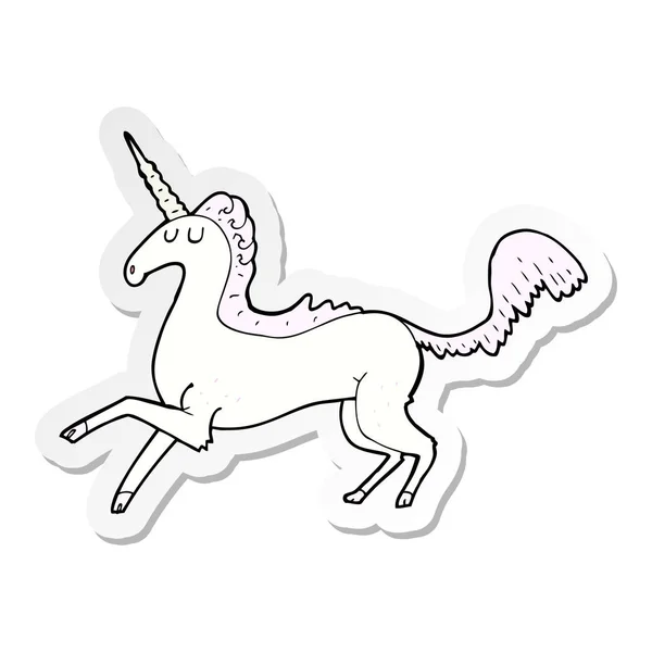 Stiker dari sebuah unicorn kartun - Stok Vektor